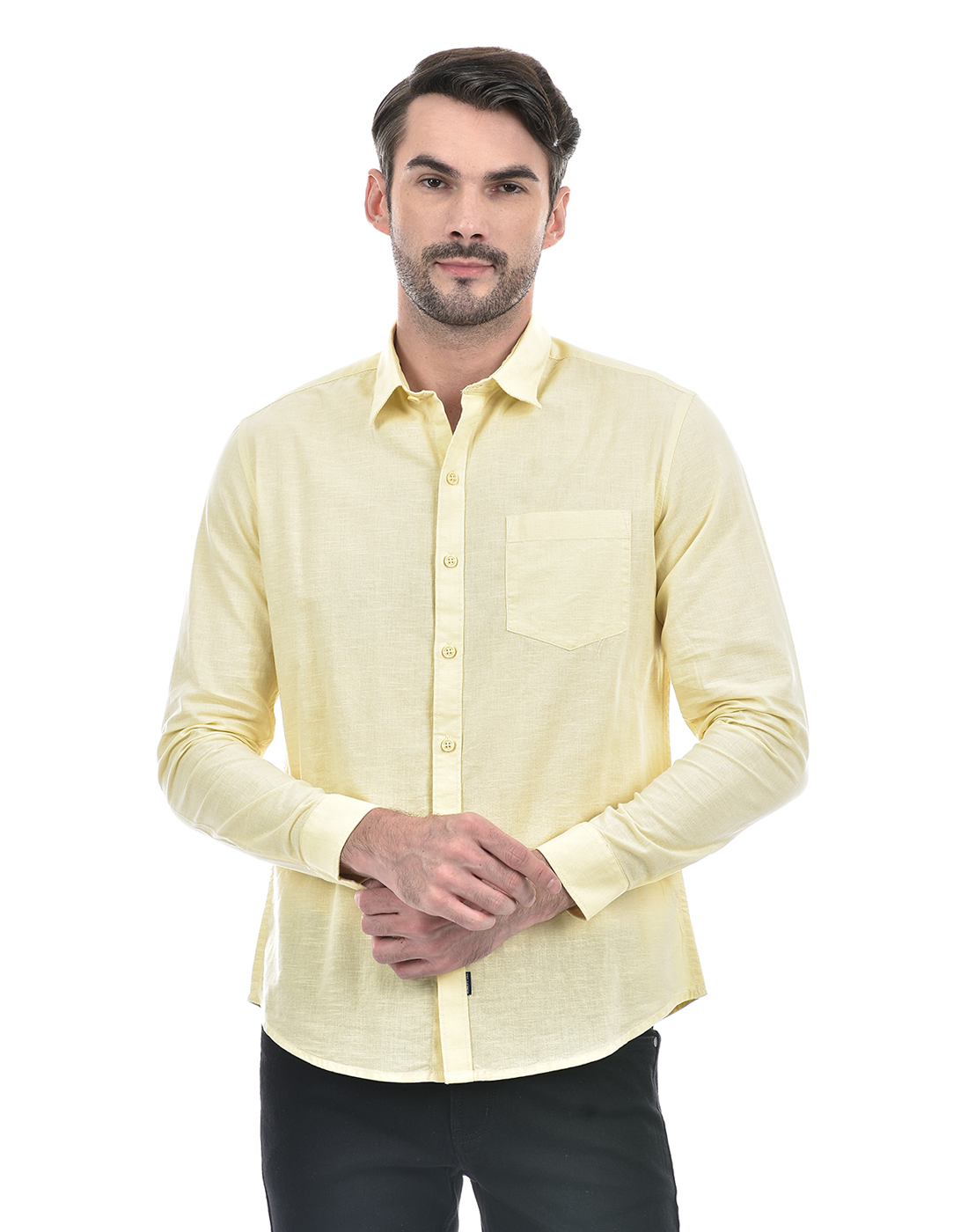 Numero Uno Men Solid Yellow Shirt